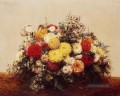 Große Vase von Dahlien und sortierte Blumen Blumenmaler Henri Fantin Latour